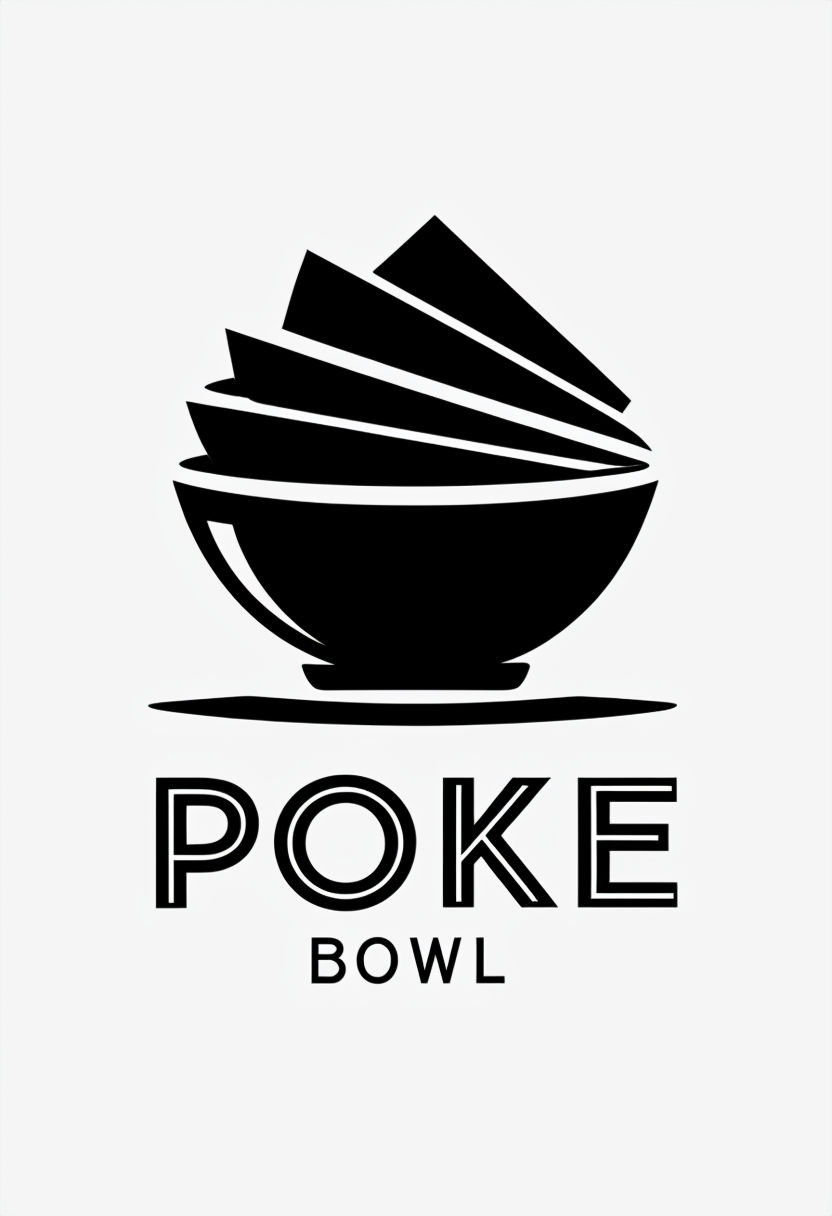 Minimalist Black Poke Bowl Logo Design