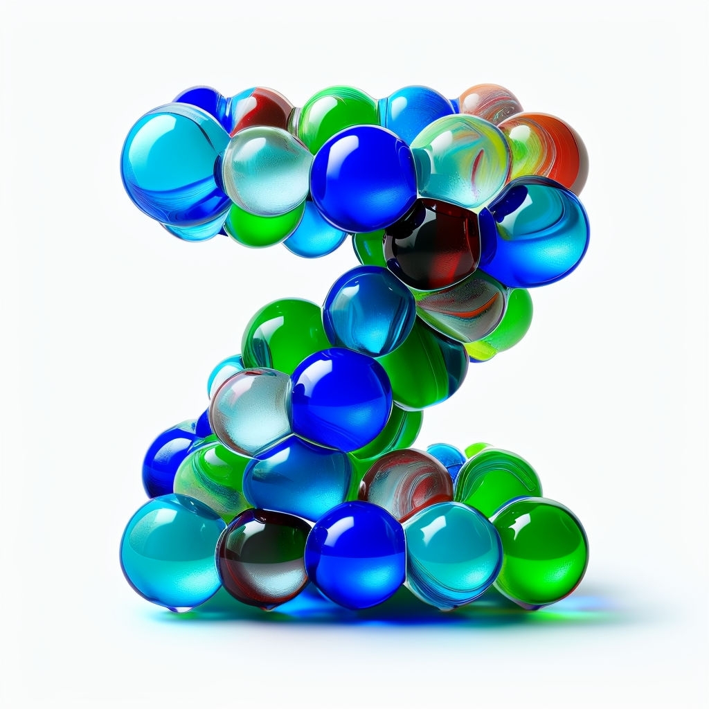 Vibrant 3D Glass Marbles Letter Z Monogram Design