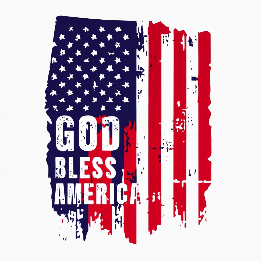Distressed American Flag Design with God Bless America Mug