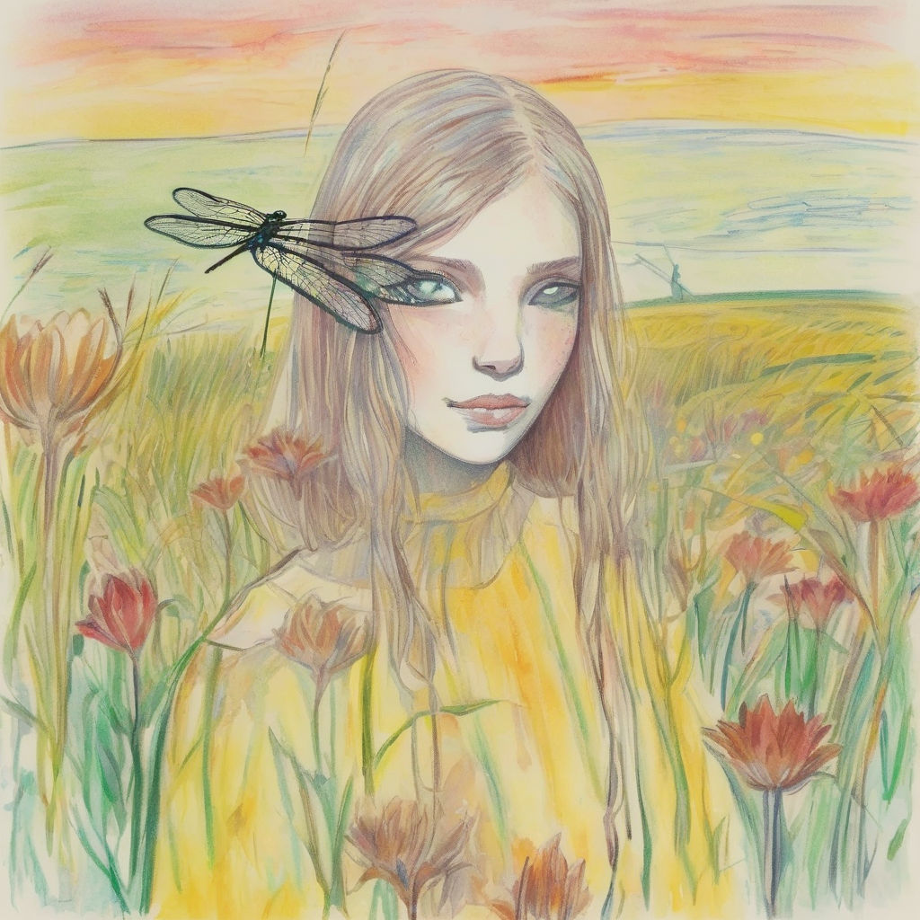 A girl and a dragonfly by playground