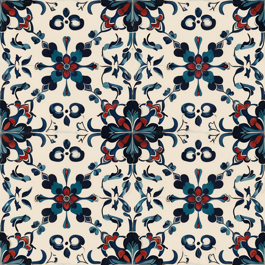 Intricate Turkish Floral Tile Pattern for Seamless Design