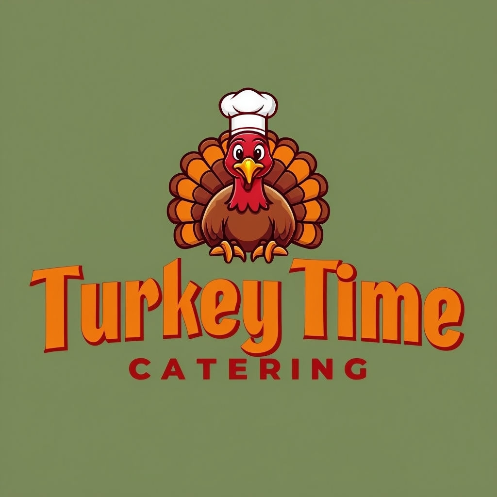 Friendly Turkey Time Catering Logo Design for Thanksgiving Feasts