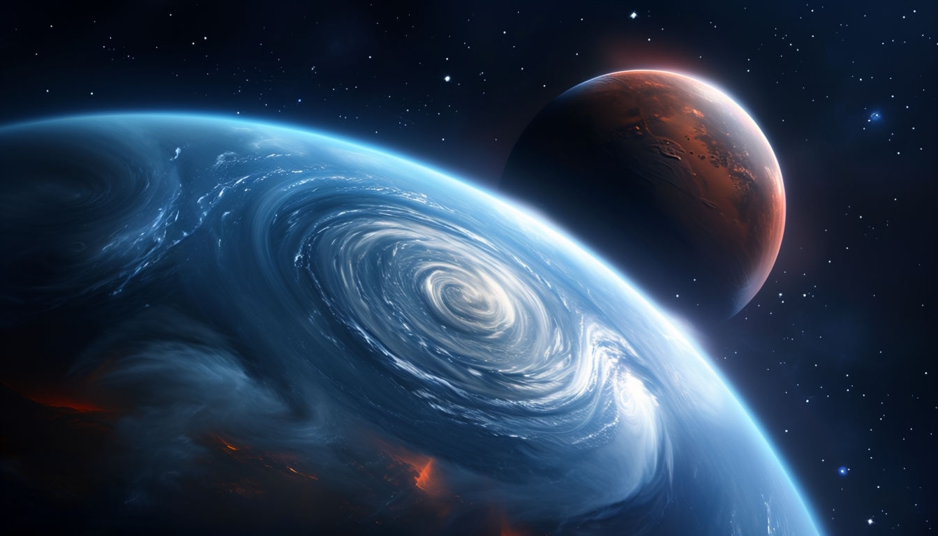 Majestic Cosmic Scene with Celestial Bodies Digital Background