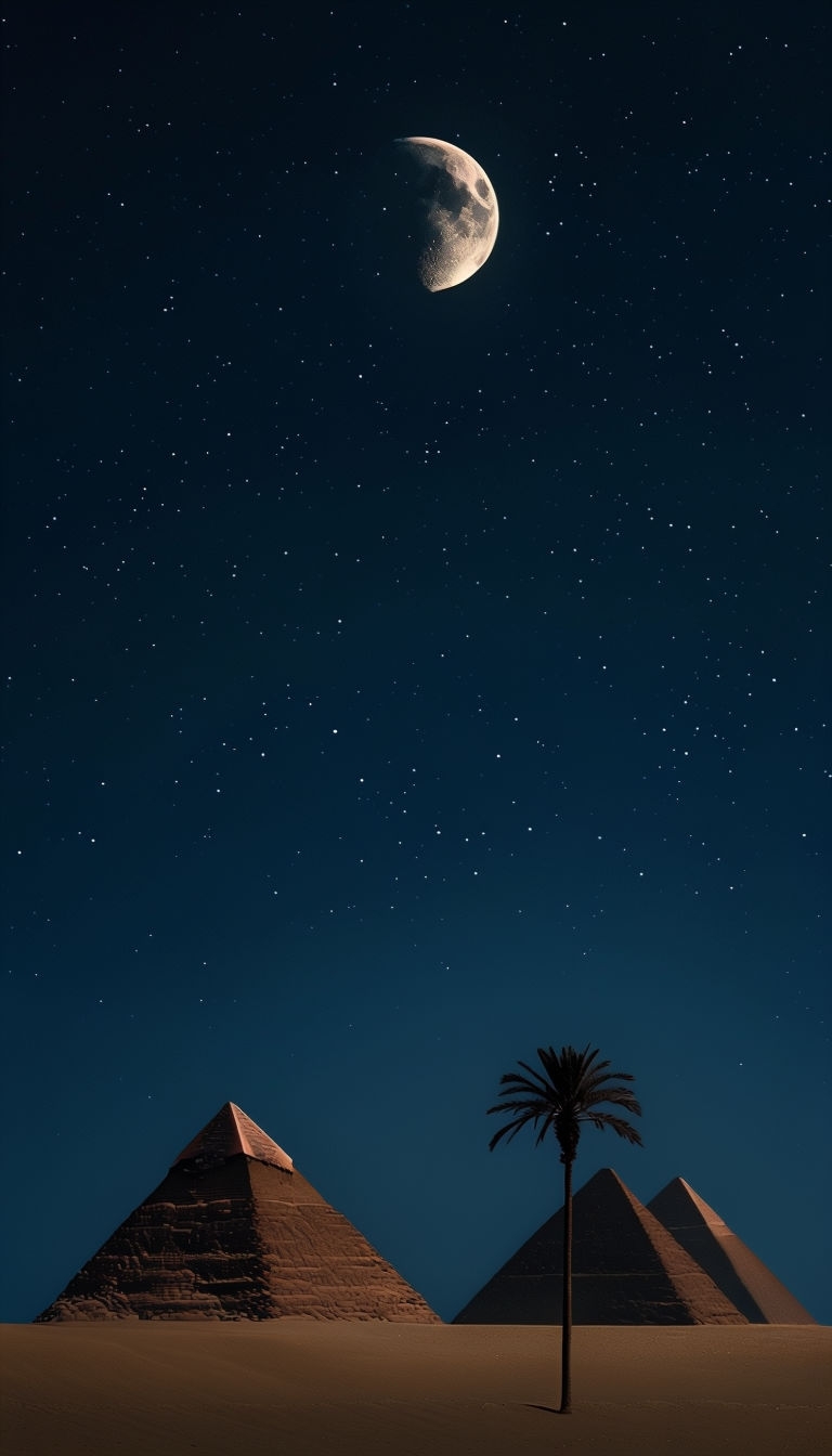 Ancient Egyptian Pyramids and Starry Sky Mobile Wallpaper