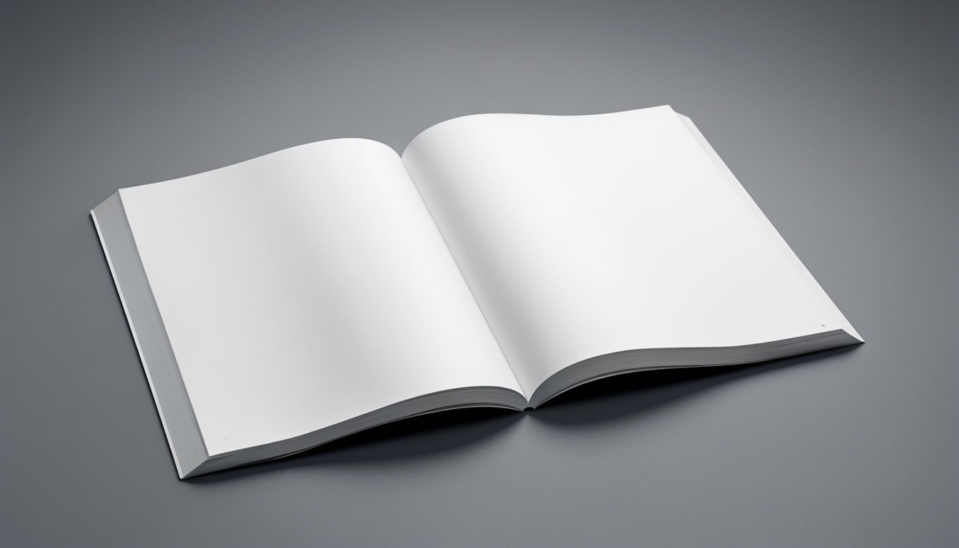Elegant Open White Magazine Mockup on Dark Gray Surface