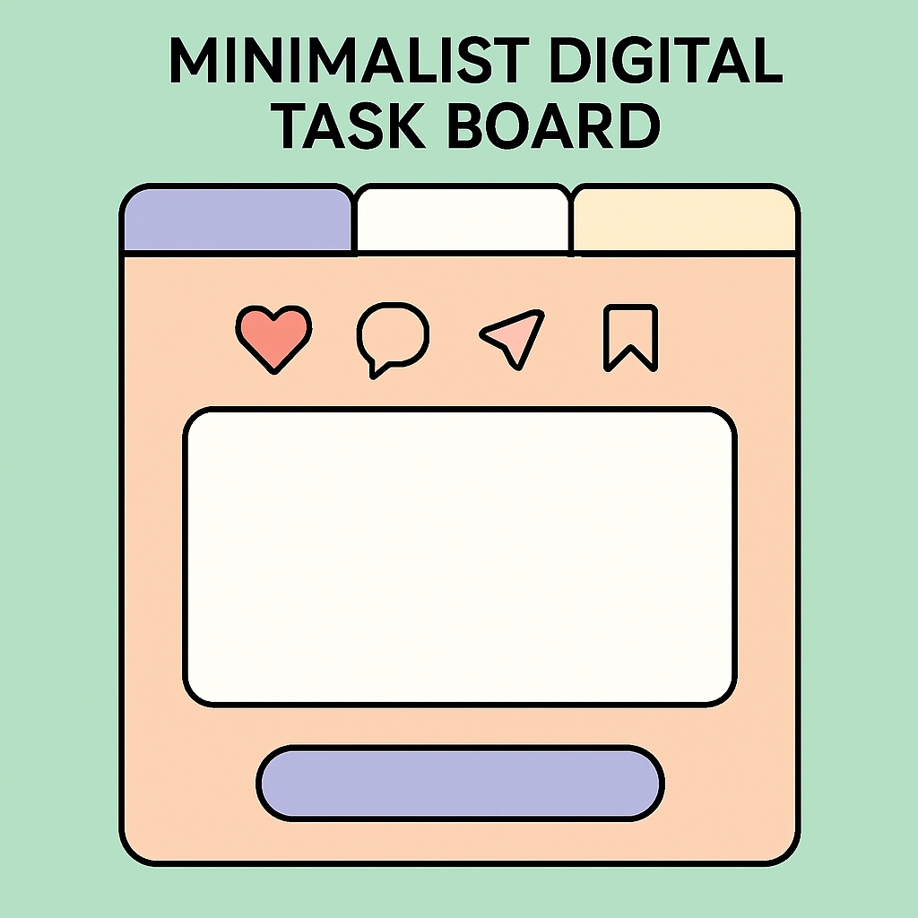 Modern Minimalist Digital Task Board Illustration Social Media Post
