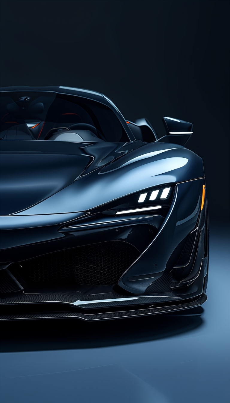 Sleek Black Supercar Close-Up Modern Design Mobile Wallpaper
