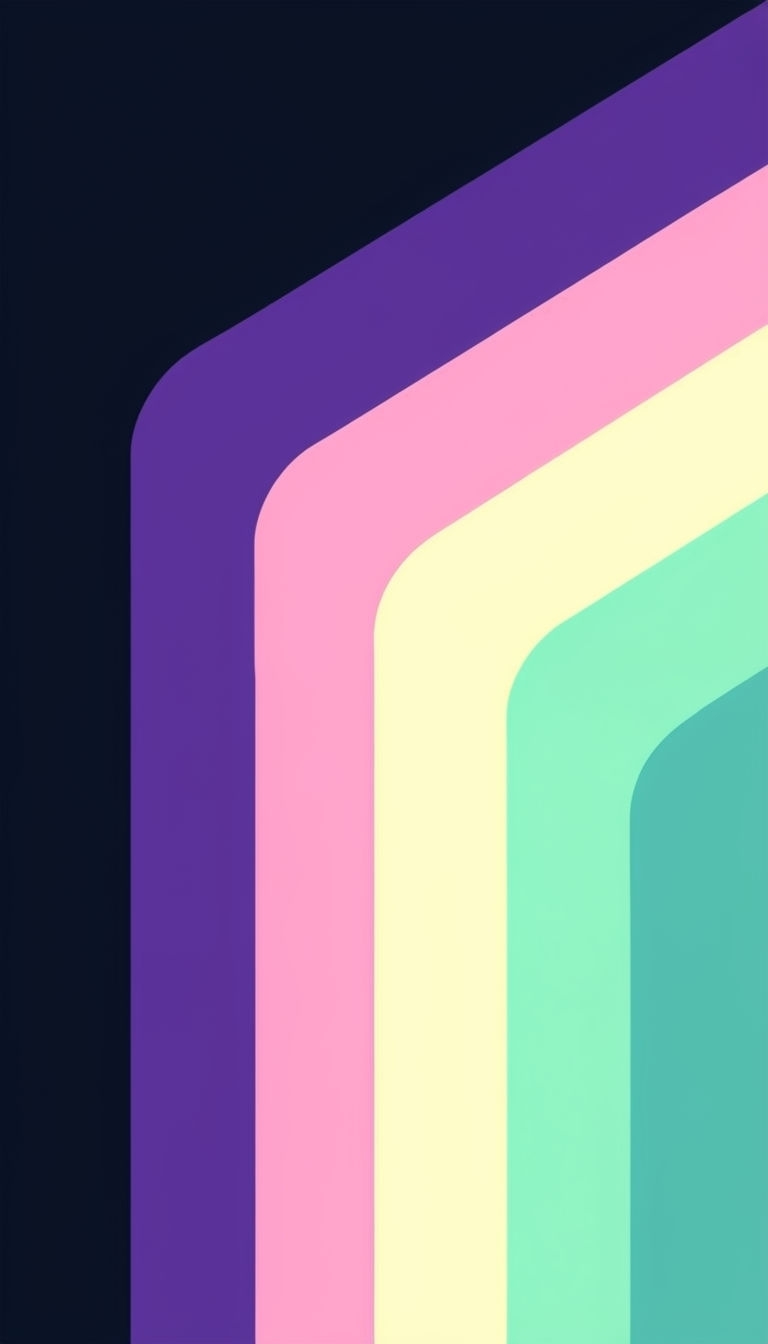 Vibrant Geometric Chevron Layers on Dark Navy Background Mobile Wallpaper