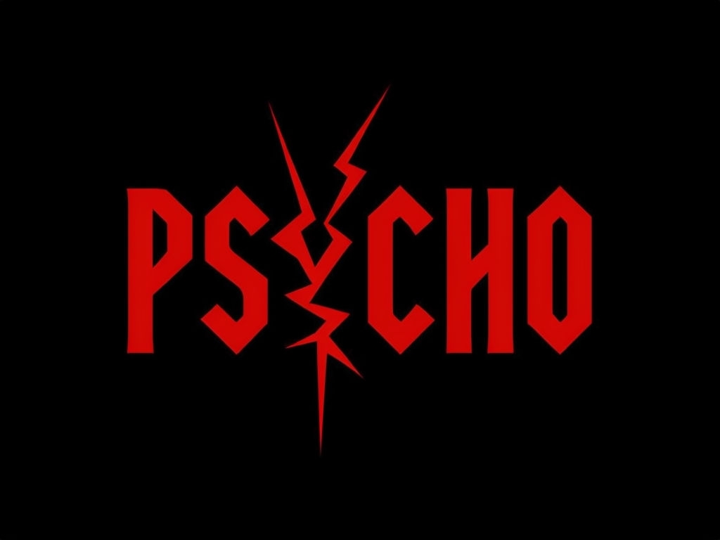 Bold Red Psycho Logo with Abstract Crack Design