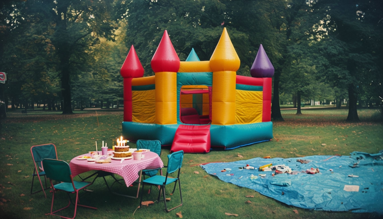 Colorful Nostalgic Outdoor Celebration Scene Virtual Background