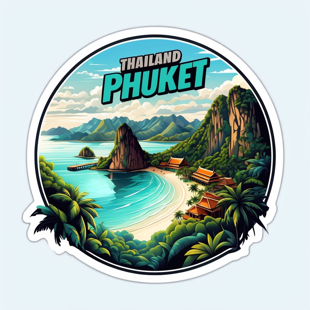 Vibrant Phuket Thailand Tropical Landscape Arcade Sticker