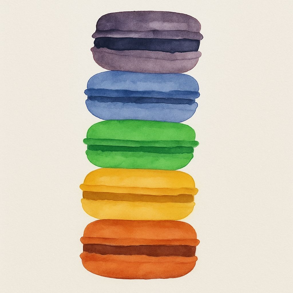 Colorful Watercolor Macarons Stack Illustration Sticker