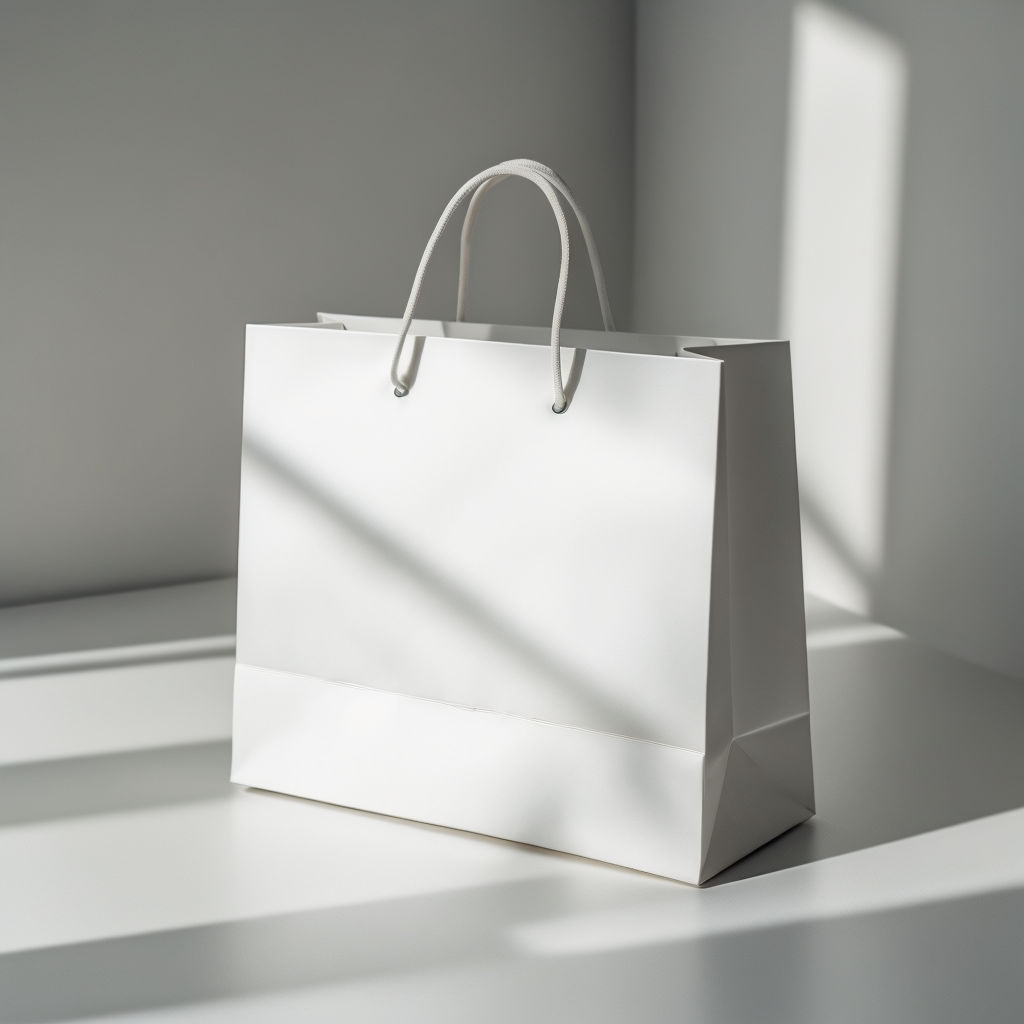 Minimalistic White Shopping Bag Photograph Art