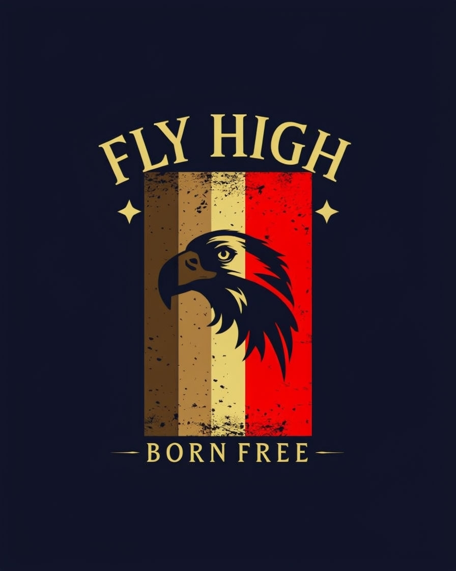 Patriotic Bald Eagle FLY HIGH and BORN FREE Graphic T-Shirt