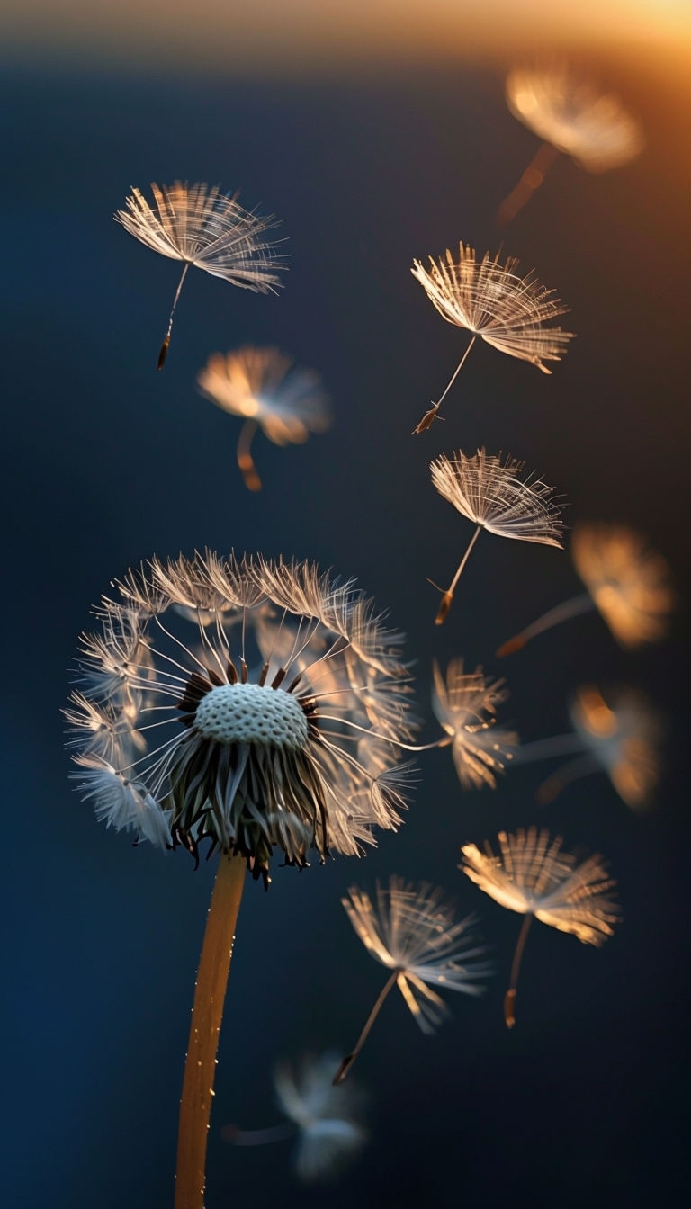 Golden Hour Dandelion Seeds Floating in the Breeze Phone Case Cover