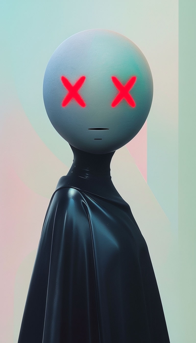 Surreal Two-Tone Android Figure Digital Art for Mobile Wallpaper