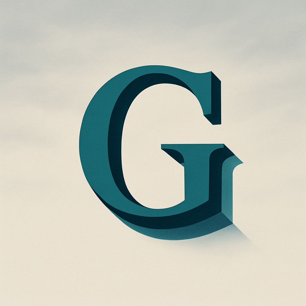 Teal Three-Dimensional Letter G on Gradient Background Monogram