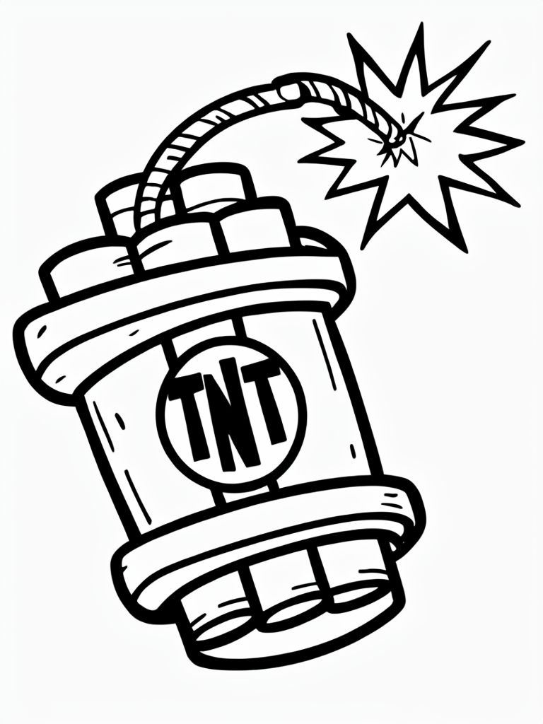 Playful Cartoon Dynamite Stick Coloring Page for All Ages Coloring Book Pages