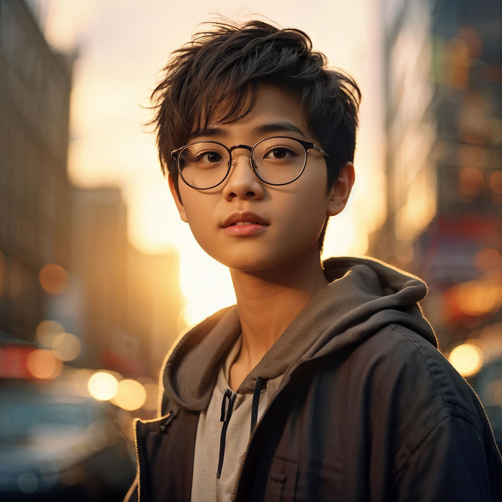 a japanese girl with glasses and short hair