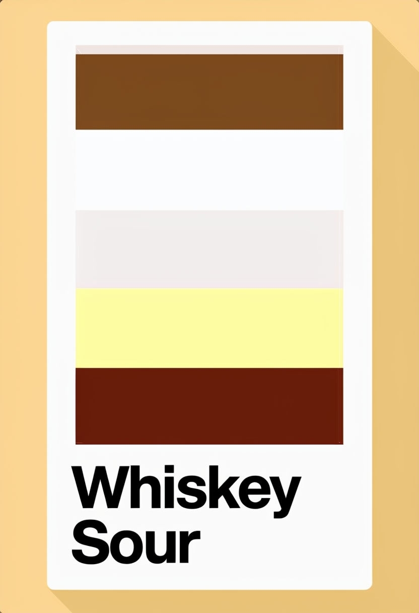 Minimalist Whiskey Sour Cocktail Recipe Illustration Poster