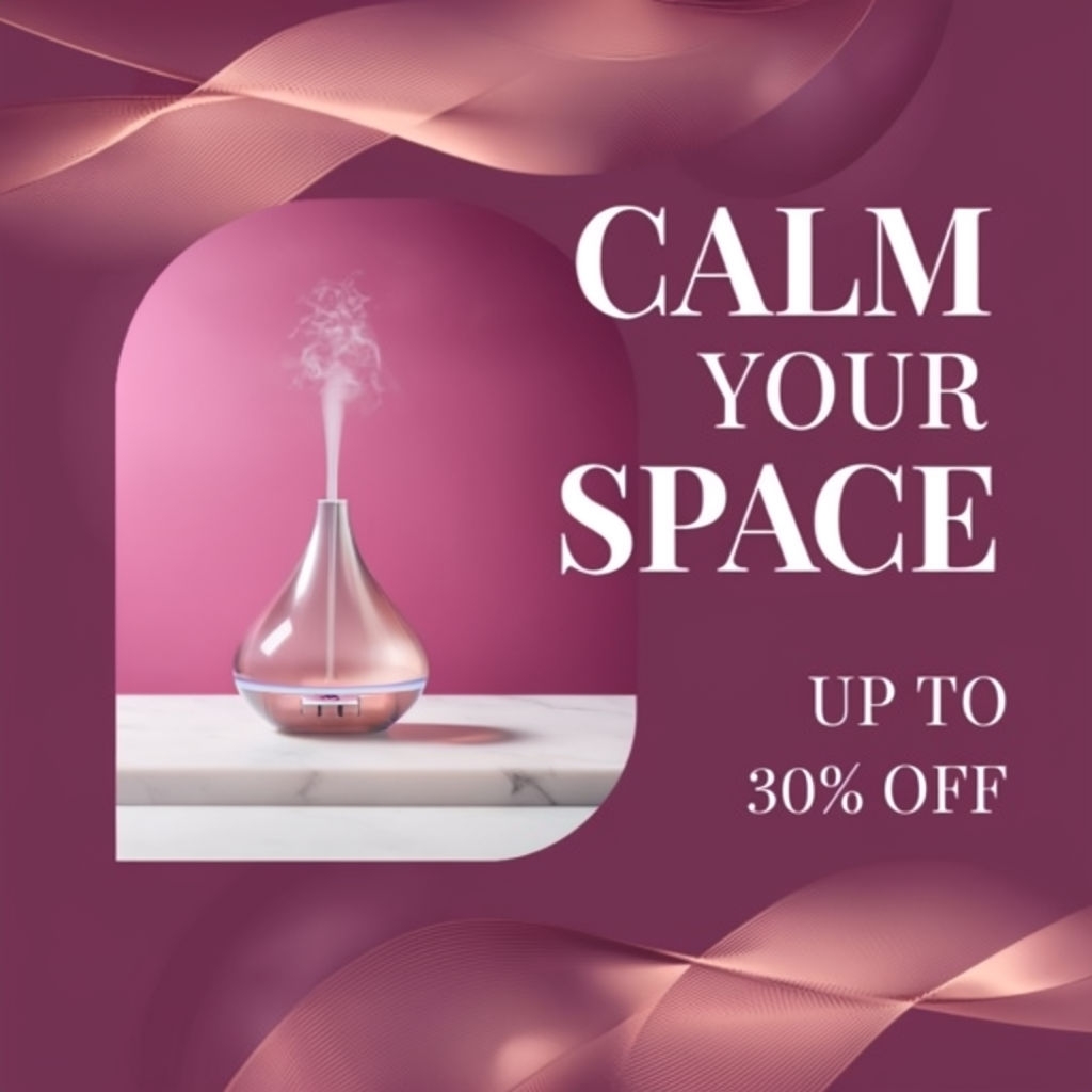 Elegant Plum Purple Essential Oil Diffuser Advertisement Ads
