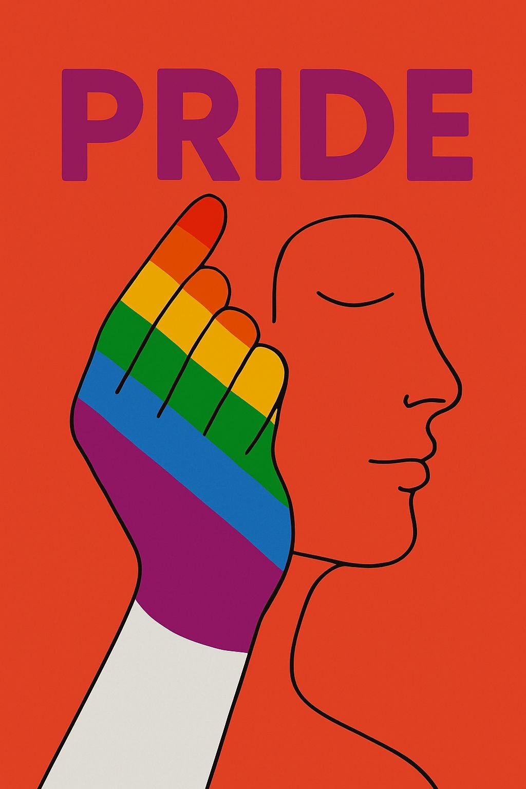 Vibrant Rainbow Pride Hand and Silhouette Illustration T-Shirt