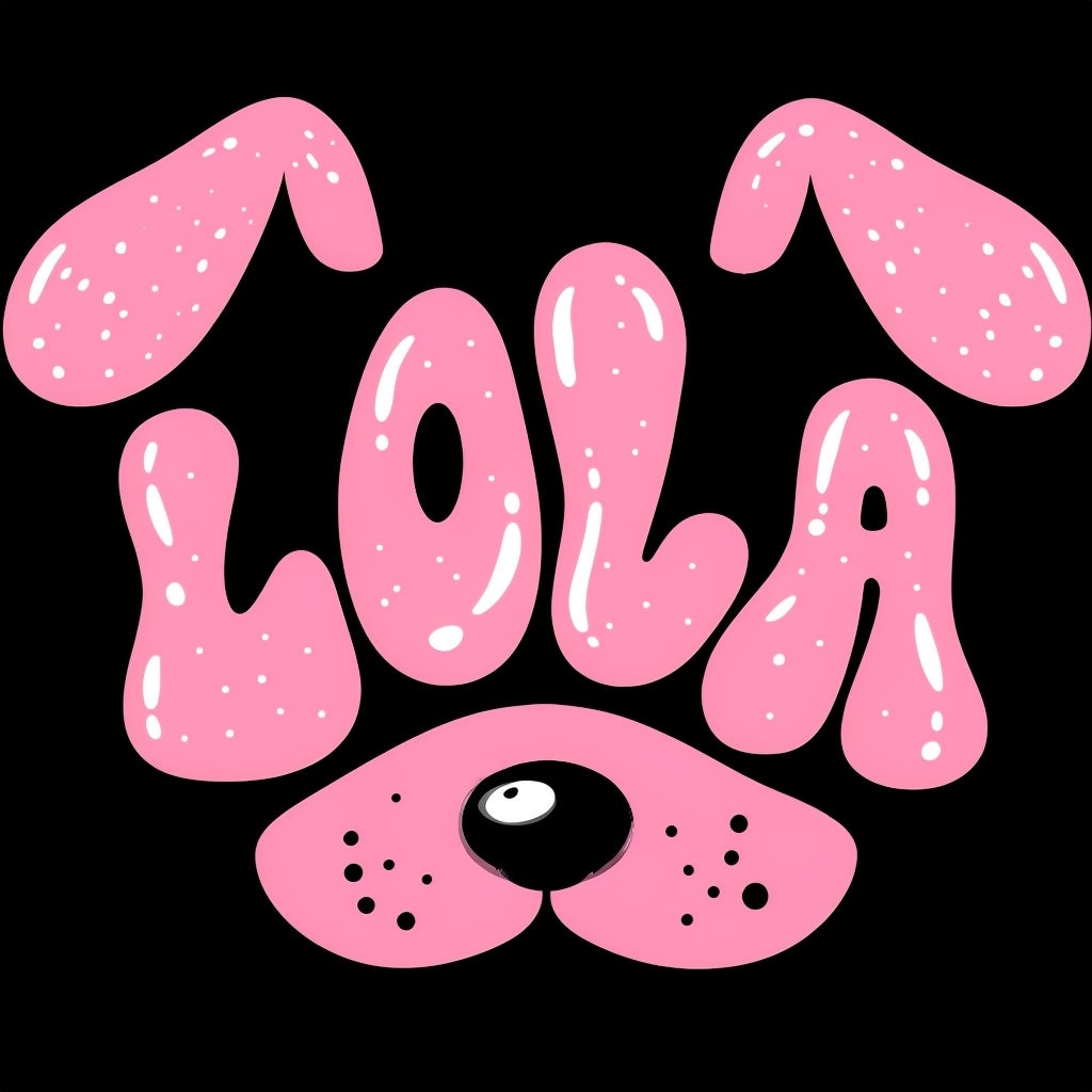 Playful Pink Lola Dog Face Graphic Design T-Shirt