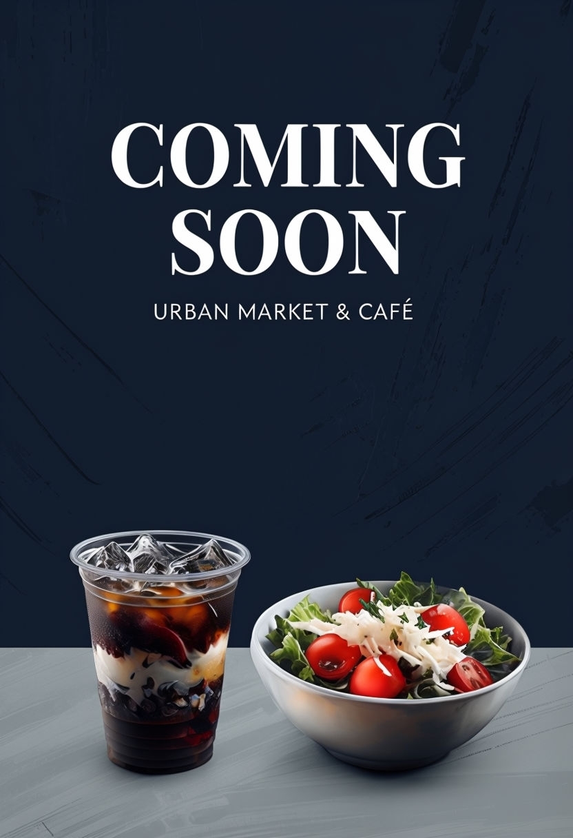 Elegant Urban Market & Café Coming Soon Promotion Social Media Post