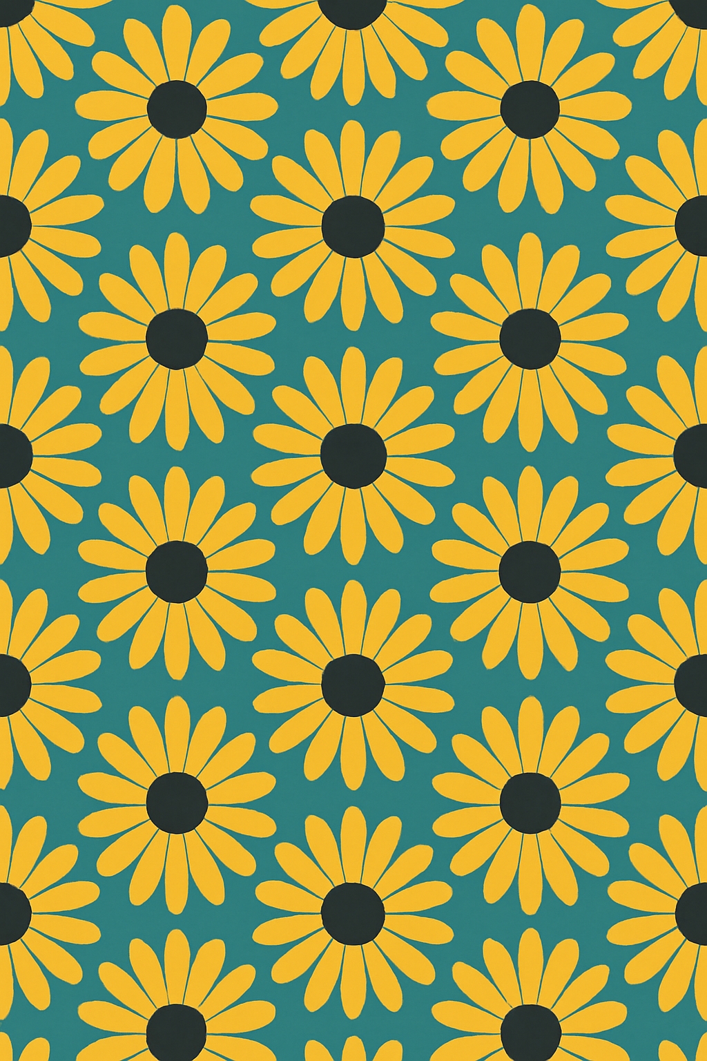 Vibrant Sunflower Pattern on Teal Background Phone Case Cover