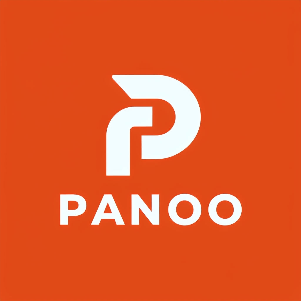 Modern Minimalist PANOO Logo Design on Vibrant Background Logo