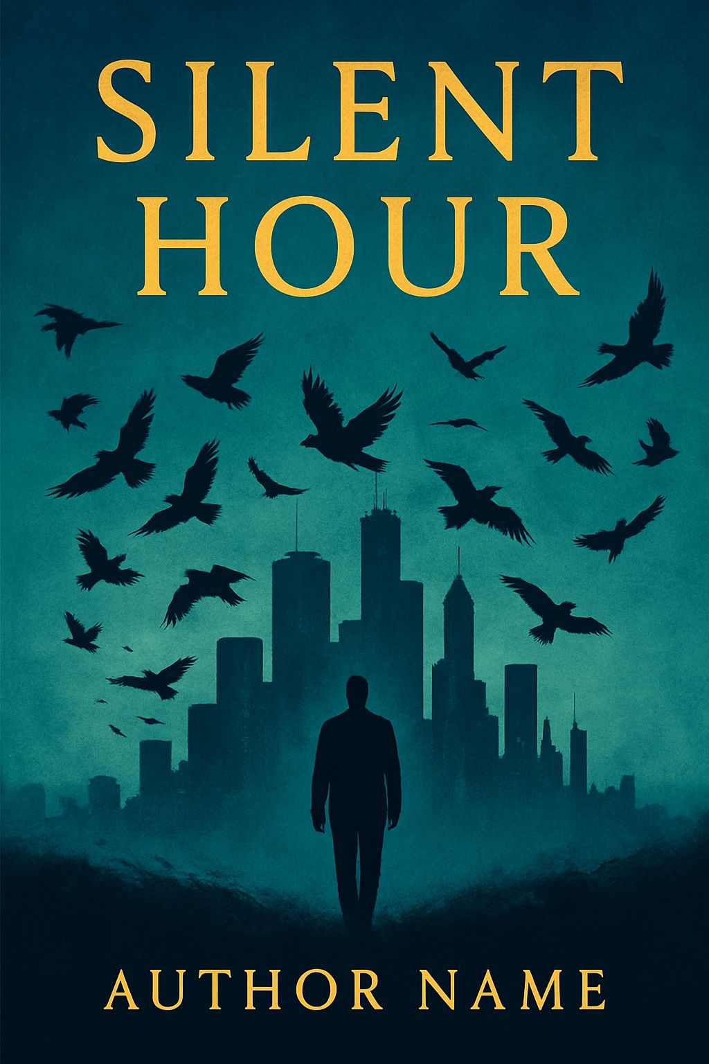 Silent Hour Dark Teal Mystery Book Cover Design EBook Cover