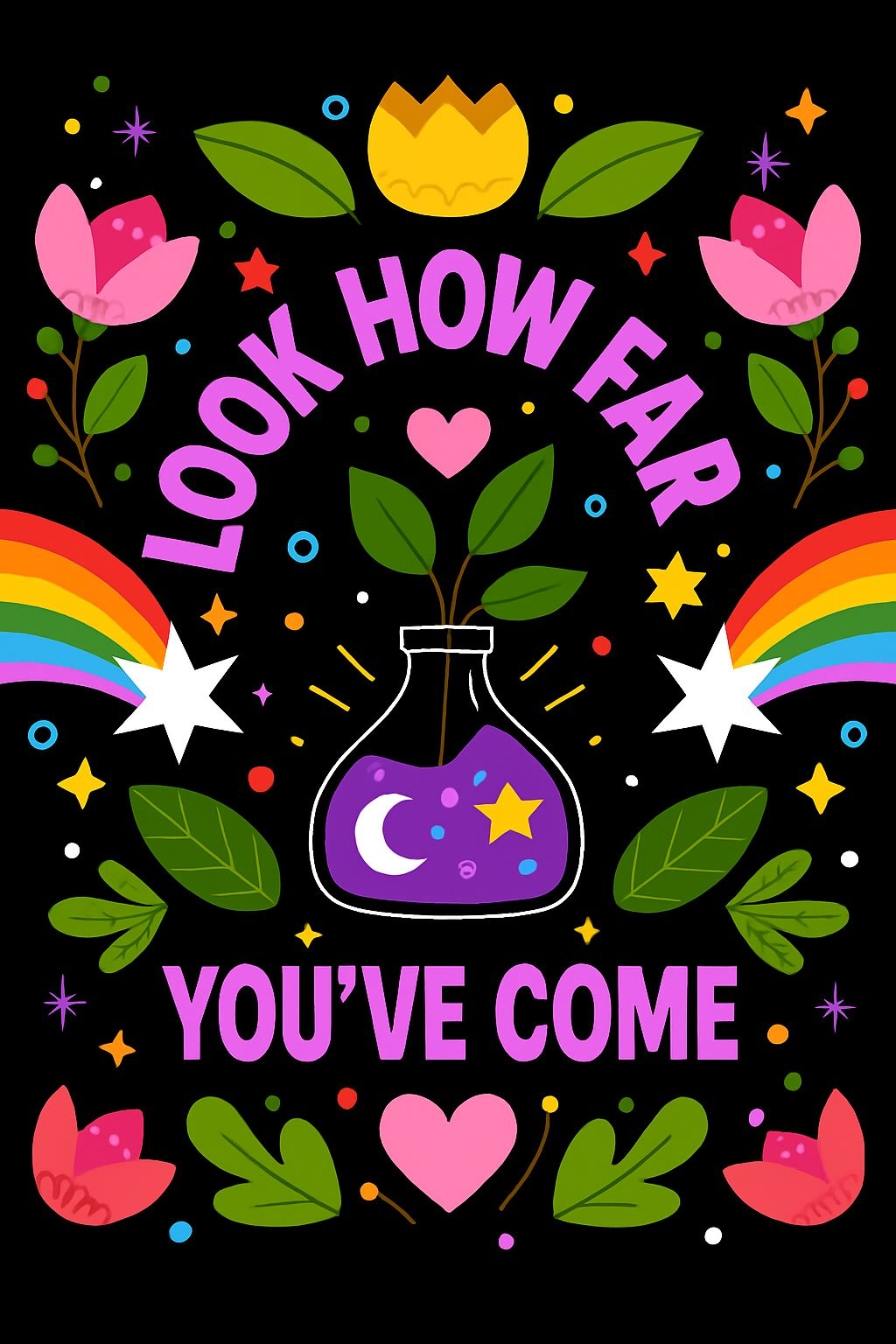 Inspirational 'Look How Far You’ve Come' Colorful Art Poster