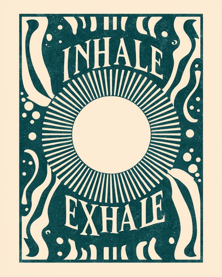 Vintage Hypnotic Inhale Exhale Spiral Design Poster
