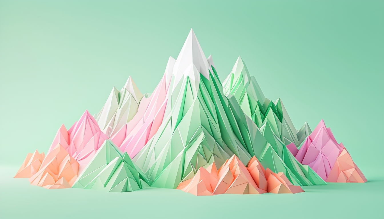 Modern Geometric Low-Poly Mountain Range Virtual Background