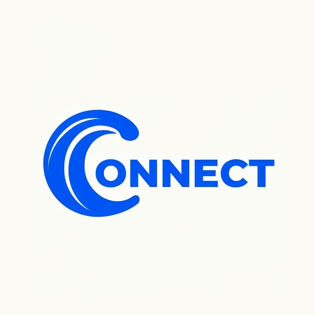 Minimalist Royal Blue CONNECT Logo with Creative Wave Design