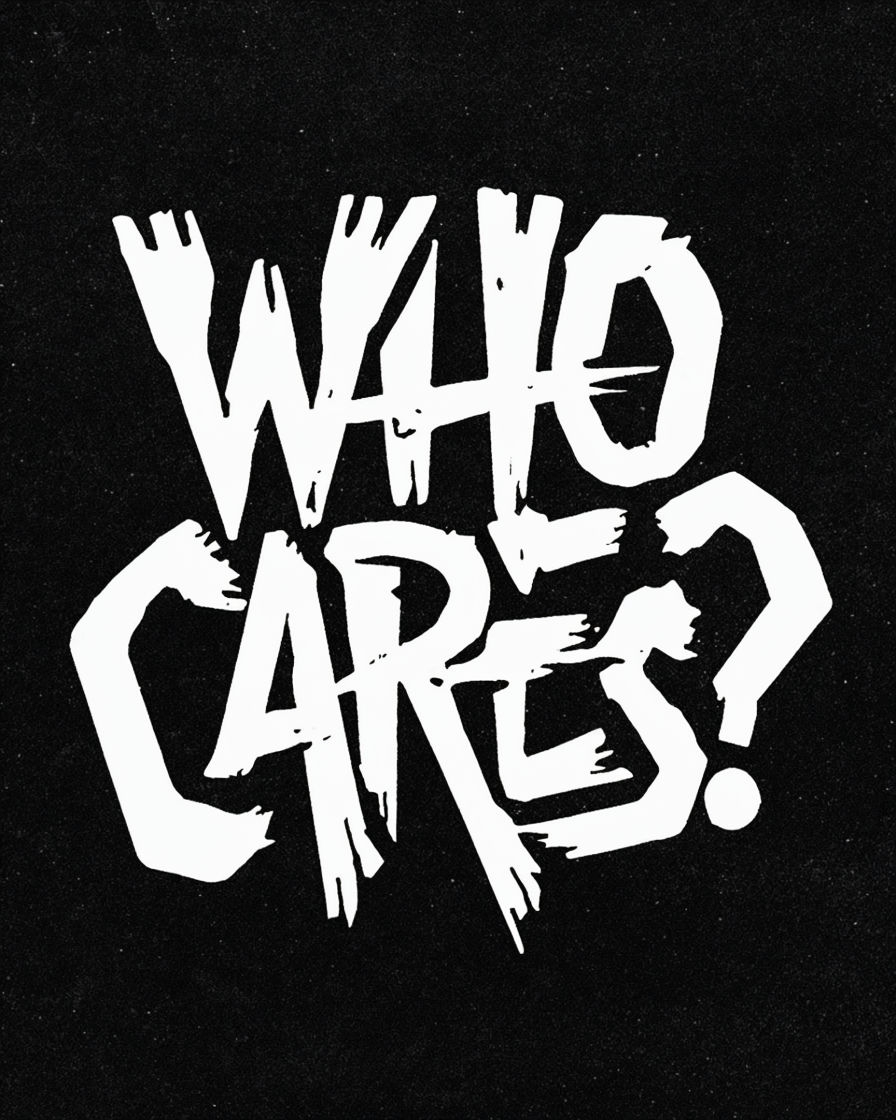 Bold Distressed WHO CARES? Typography T-Shirt