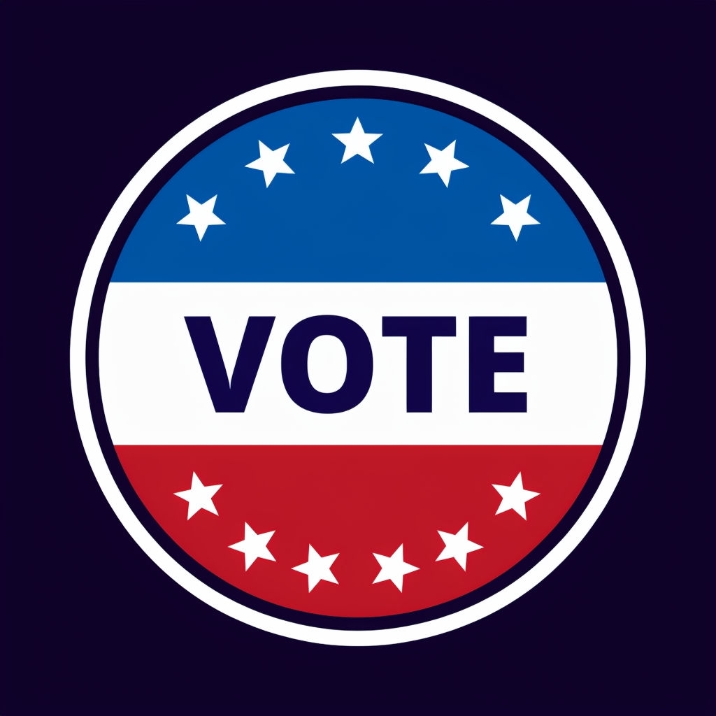 Patriotic VOTE Emblem with American Flag Colors Sticker