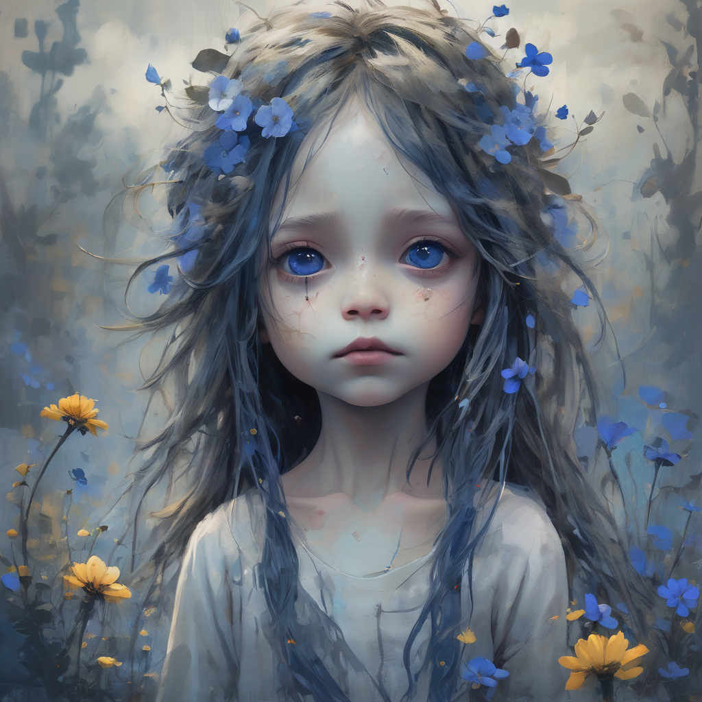 Award-winning digital painting featuring a humanoid little c... by ...