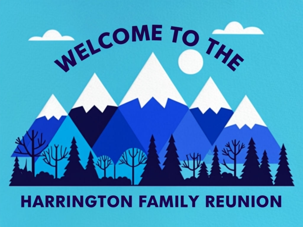 Welcoming Harrington Family Reunion Mountain Scene Event Sign