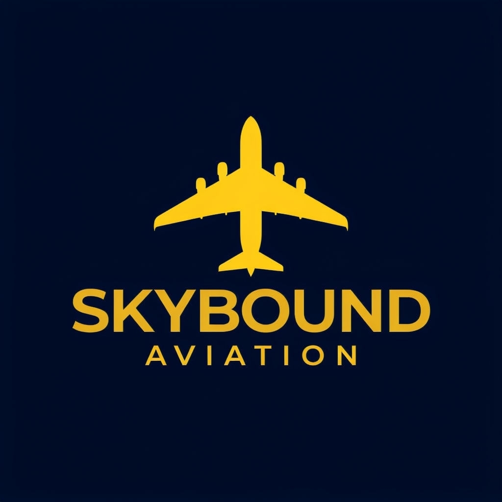 Minimalist Golden Airplane Logo for Skybound Aviation