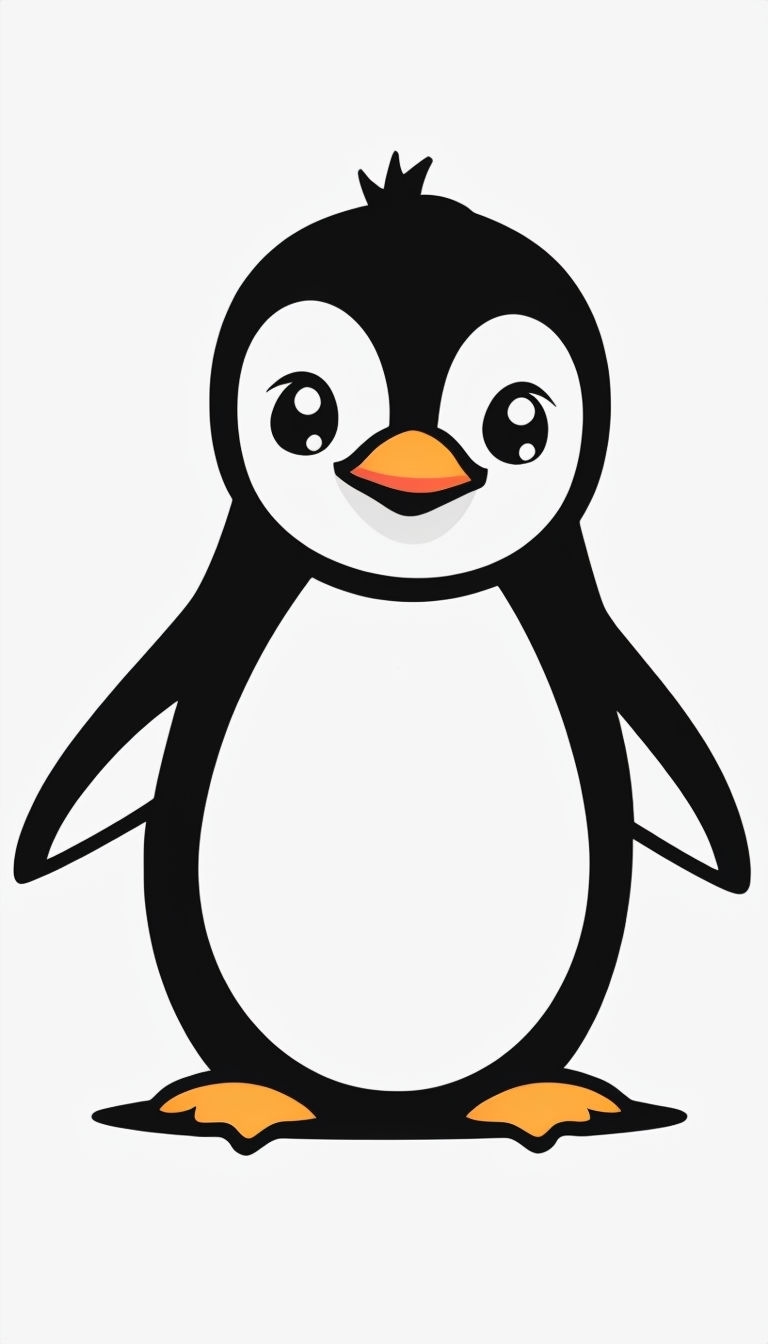 Charming Minimalist Cartoon Penguin Graphic Sticker