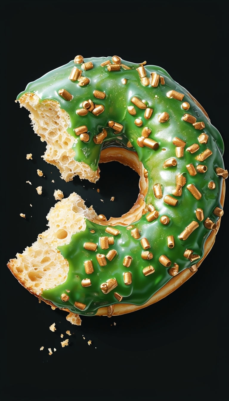 Glossy Green Iced Donut with Sprinkles Digital Illustration Phone Case Cover