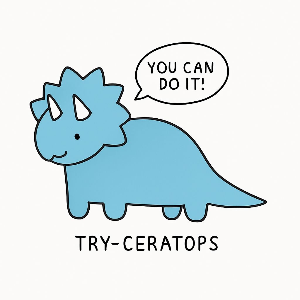 Cheerful Baby Dinosaur with Motivational Text Sticker