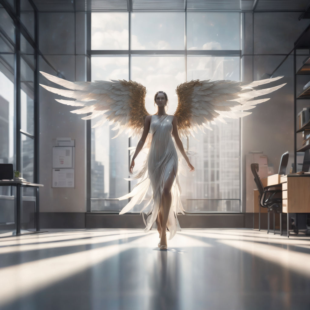 a cinematic scene of a beautiful angel with huge wings. nude