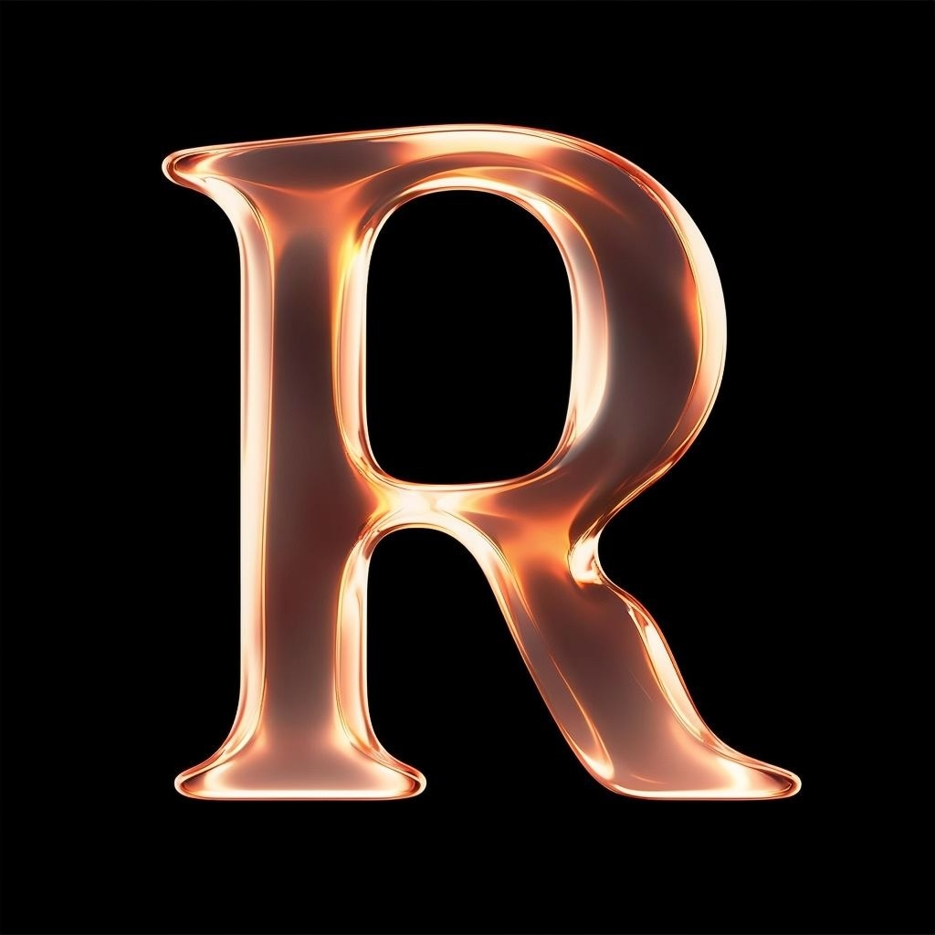 Elegant Metallic Bronze Letter R Monogram Design