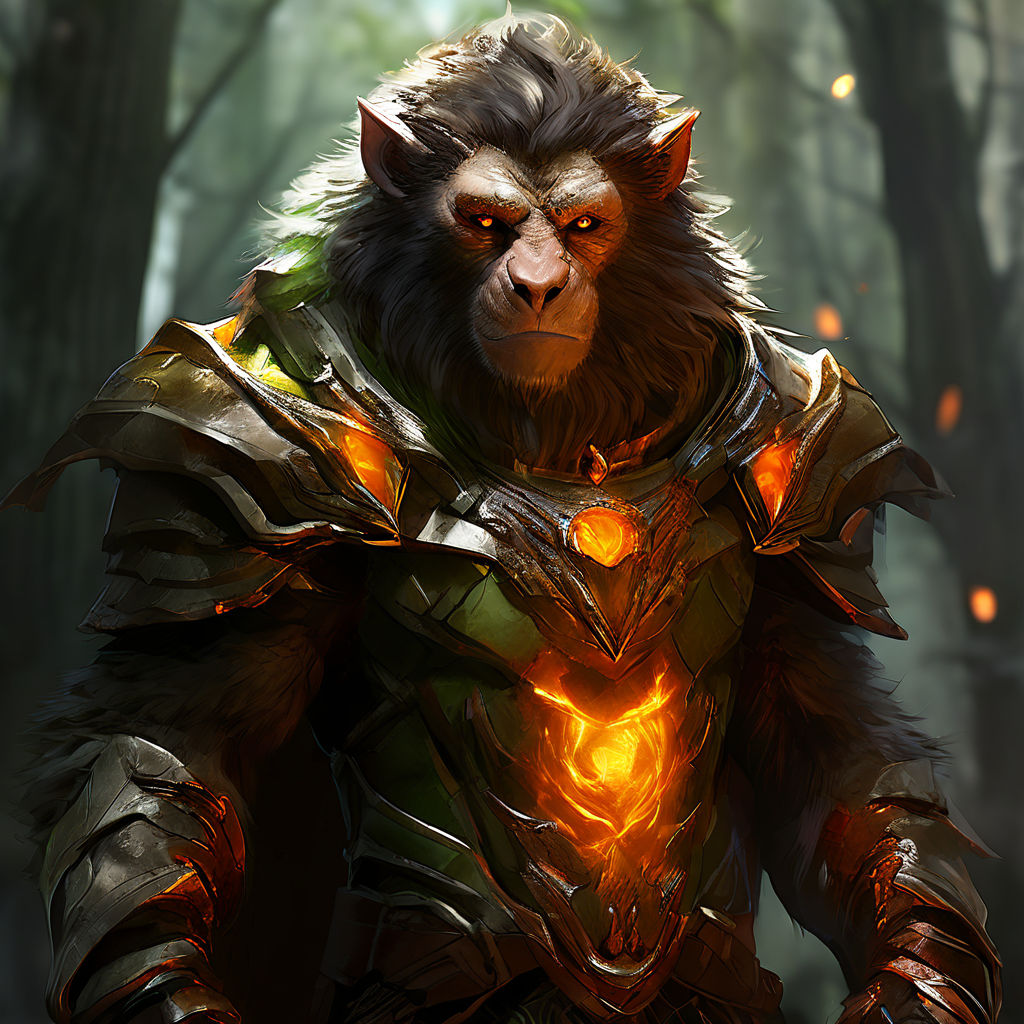 A youthful chimera of monkey-human origins yielding warlock ... by ...