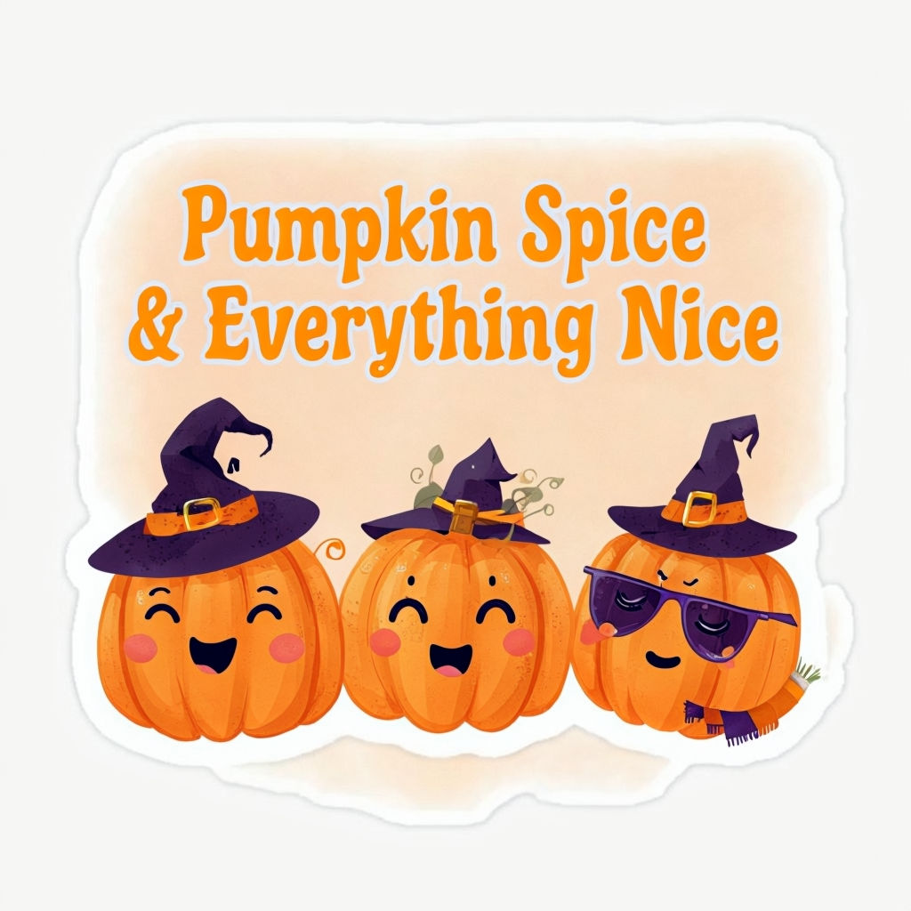 Playful Family of Cartoon Pumpkins Sticker with Fun Expressions