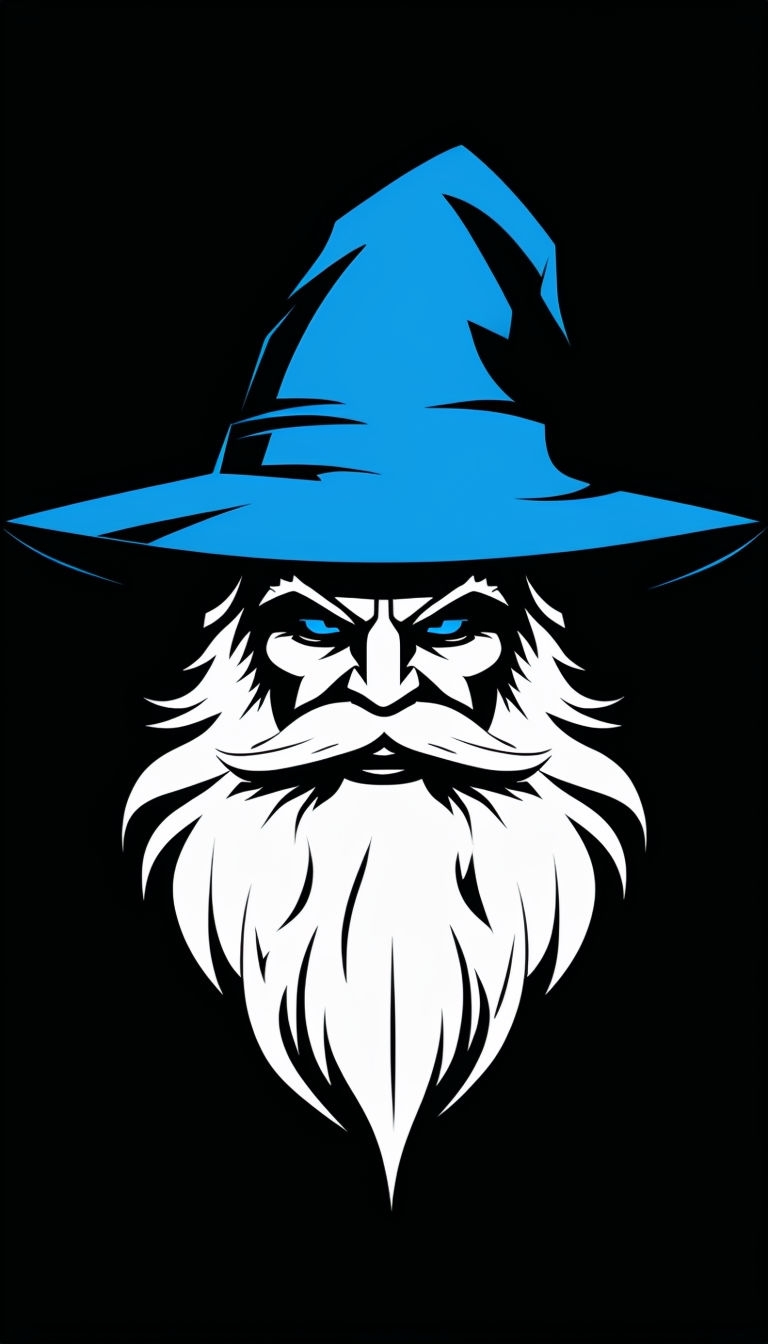 Stylized Wizard Face Illustration on Black Background Phone Case Cover