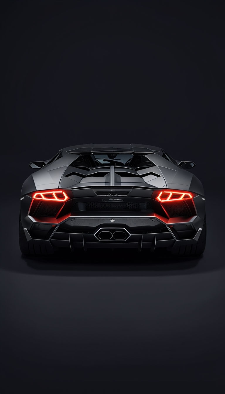 Sleek Matte Black Lamborghini Aventador Car Illustration Phone Case Cover