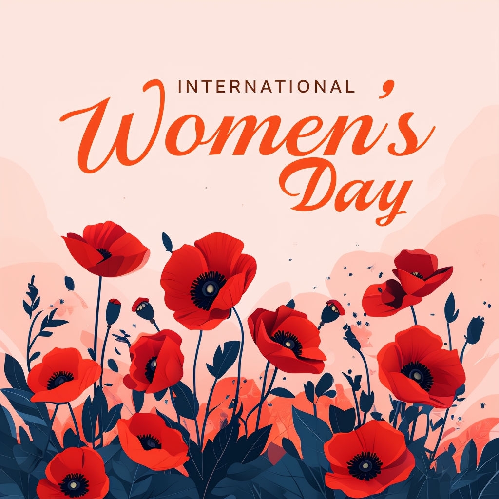 Vibrant International Women's Day Poppy Card Design Social Media Post